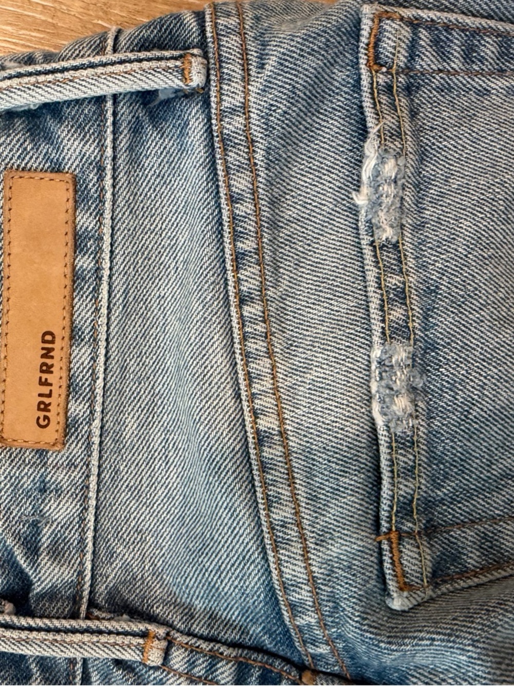 GRLFRND Light Blue Distressed Slim Straight Jeans - Picture 6 of 9